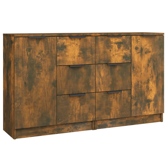 Calix Wooden Sideboard With 2 Doors 6 Drawers In Smoked Oak