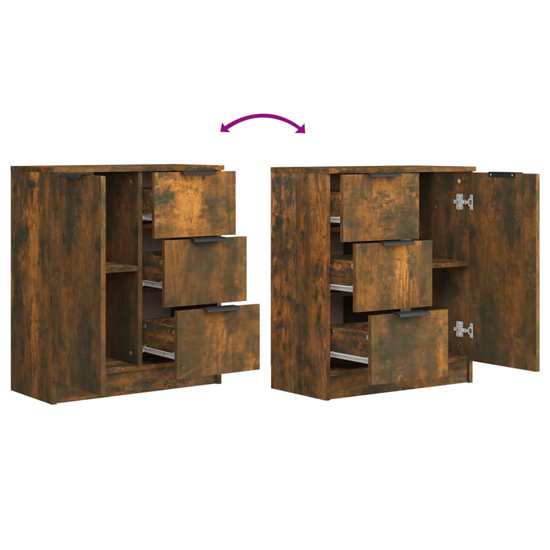 Calix Wooden Sideboard With 2 Doors 6 Drawers In Smoked Oak