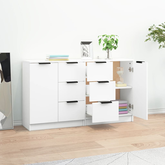 Calix Wooden Sideboard With 2 Doors 6 Drawers In White