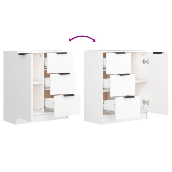 Calix Wooden Sideboard With 2 Doors 6 Drawers In White