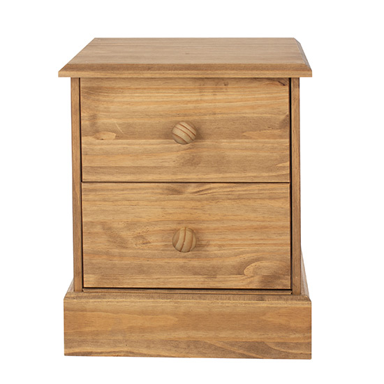 Calixto Wooden Bedside Cabinet With 2 Drawers In Waxed Pine_2