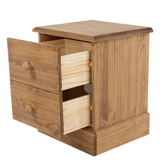 Calixto Wooden Bedside Cabinet With 2 Drawers In Oak