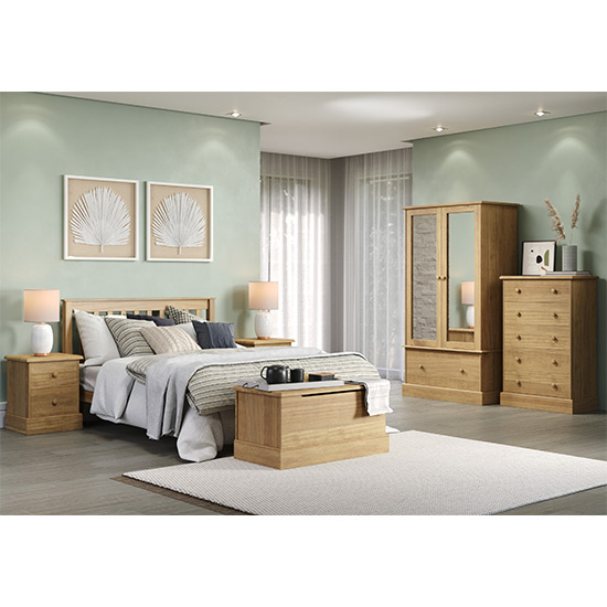 Calixto Wooden Bedside Cabinet With 2 Drawers In Oak