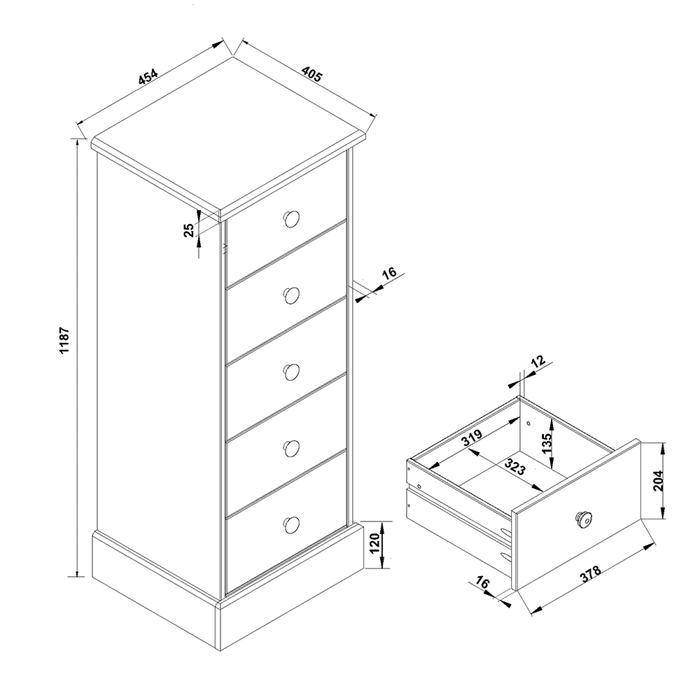 Calixto Wooden Chest Of 5 Drawers In Oak