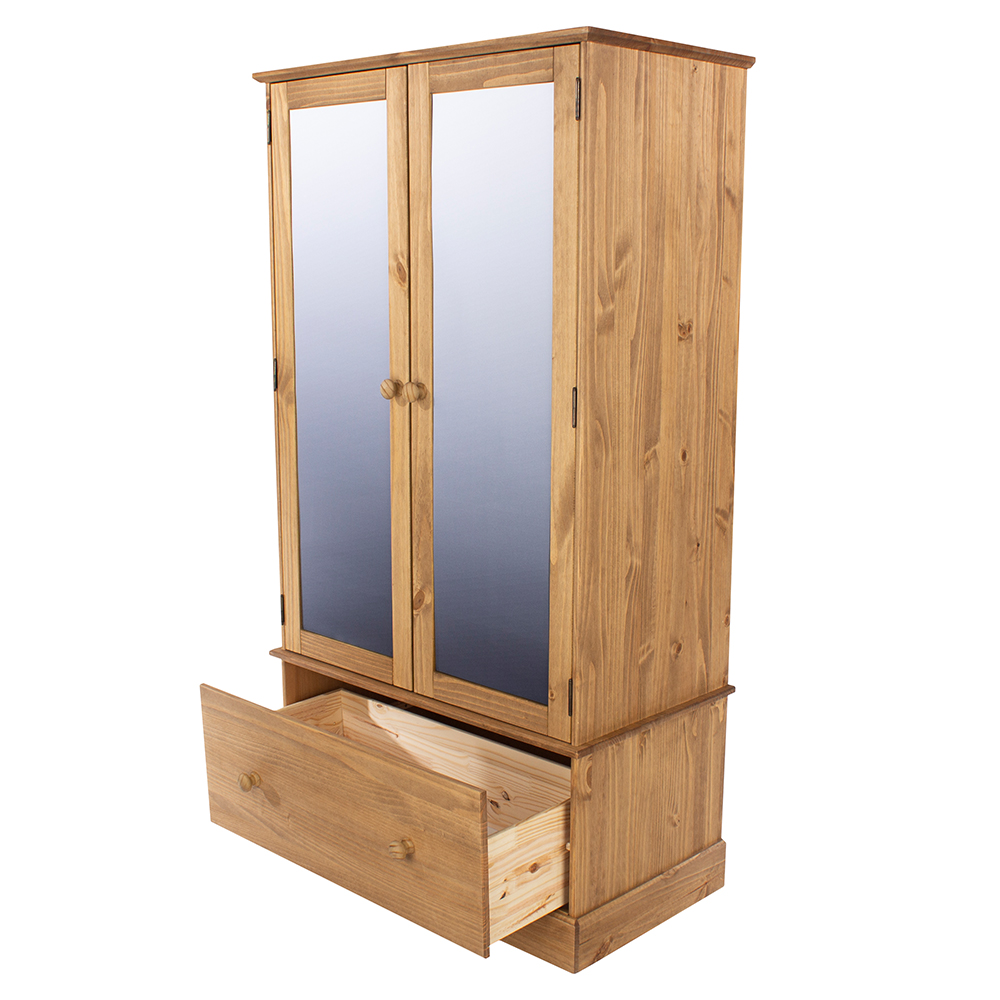 Calixto Wooden Wardrobe With 2 Doors 1 Drawer In Oak