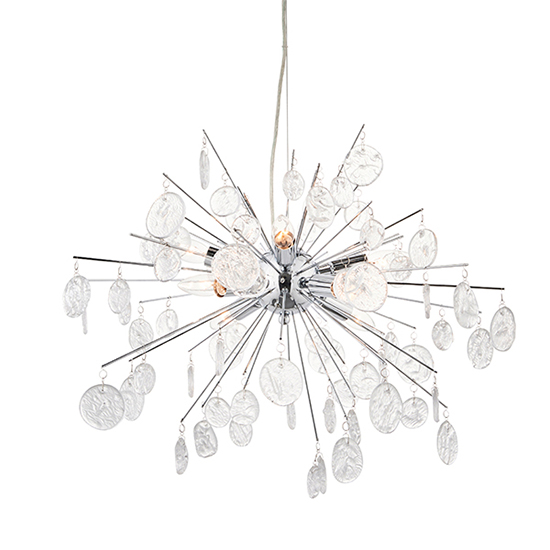 Product photograph of Calla 8 Lights Glass Detailing Ceiling Pendant Light In Chrome from Furniture in Fashion