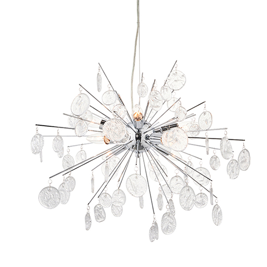 Calla 8 Lights Glass Detailing Ceiling Pendant Light In Chrome