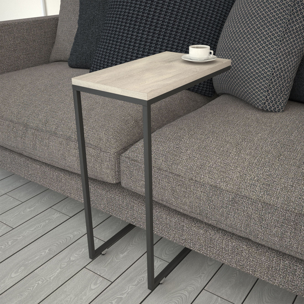 Callen Sea Oak Wooden Top Side Table with Metal Frame
