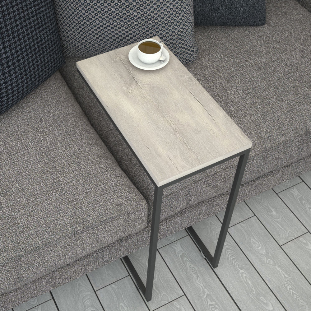 Callen Sea Oak Wooden Top Side Table with Metal Frame