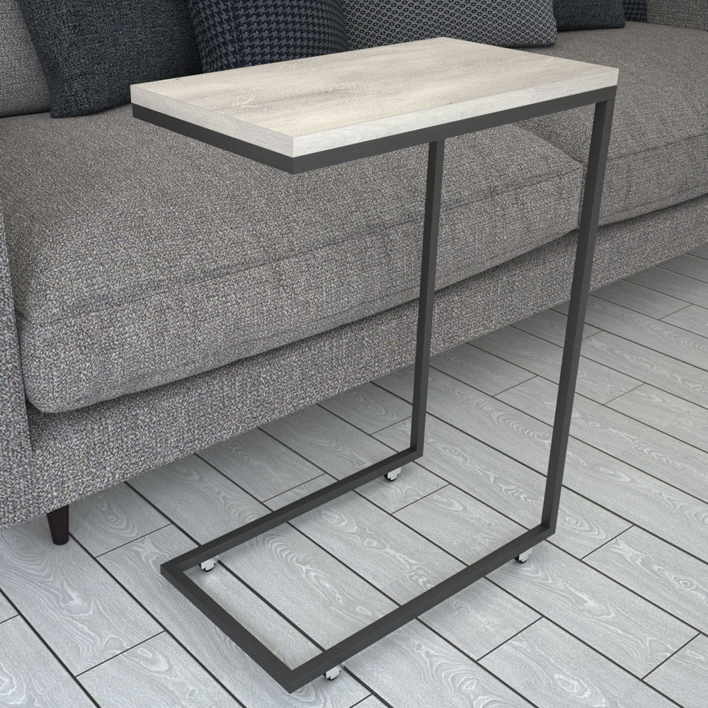 Callen Sea Oak Wooden Top Side Table with Metal Frame