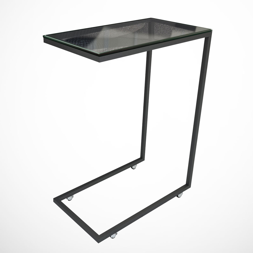 Callen Tempered Glass Top Side Table with Anthracite Metal Frame