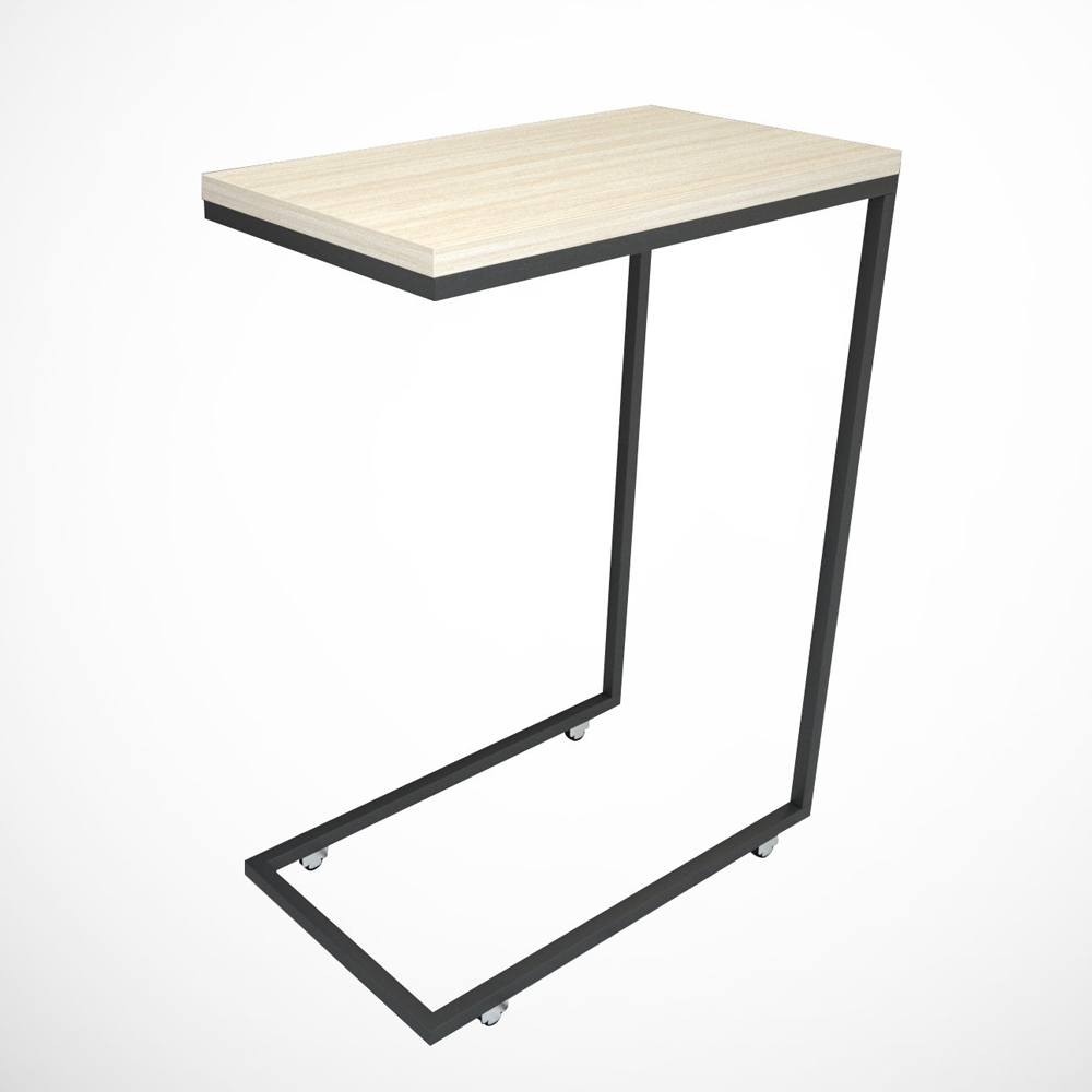 Callen White Oak Wooden Top Side Table with Metal Frame