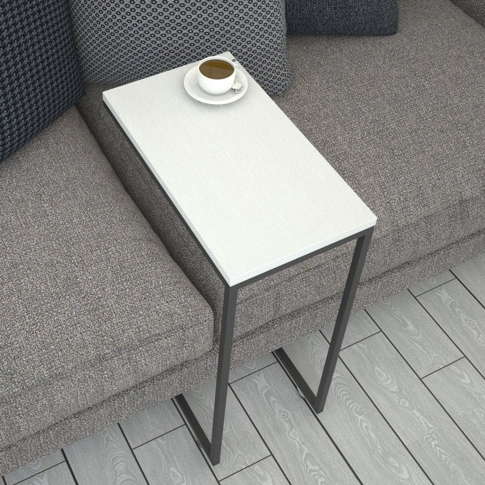 Callen White Wooden Top Side Table with Metal Frame