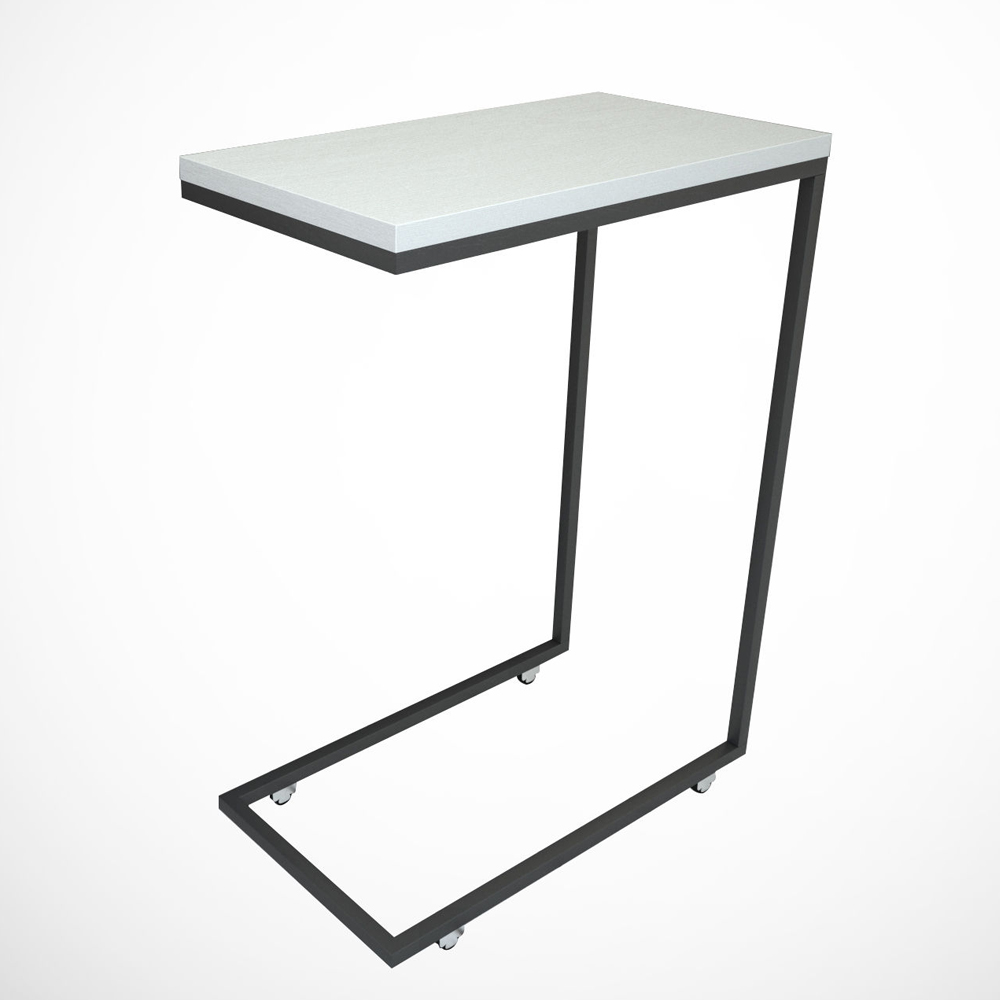 Callen White Wooden Top Side Table with Metal Frame
