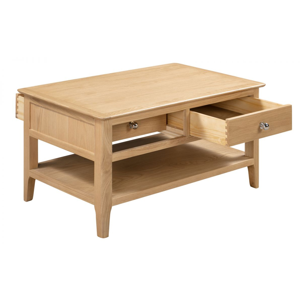 Callia Wooden Coffee Table With 2 Drawers In Natural