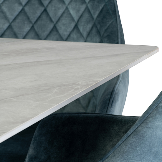 Callie 180cm Marble Dining Table In Rebecca Grey With Black Leg
