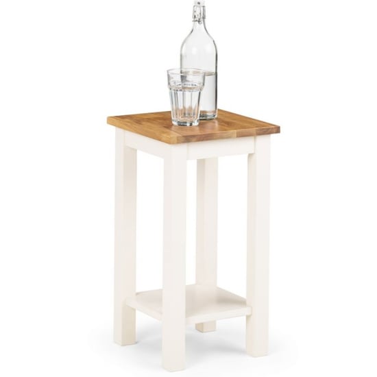 Read more about Calliope tall narrow wooden side table in ivory and oak