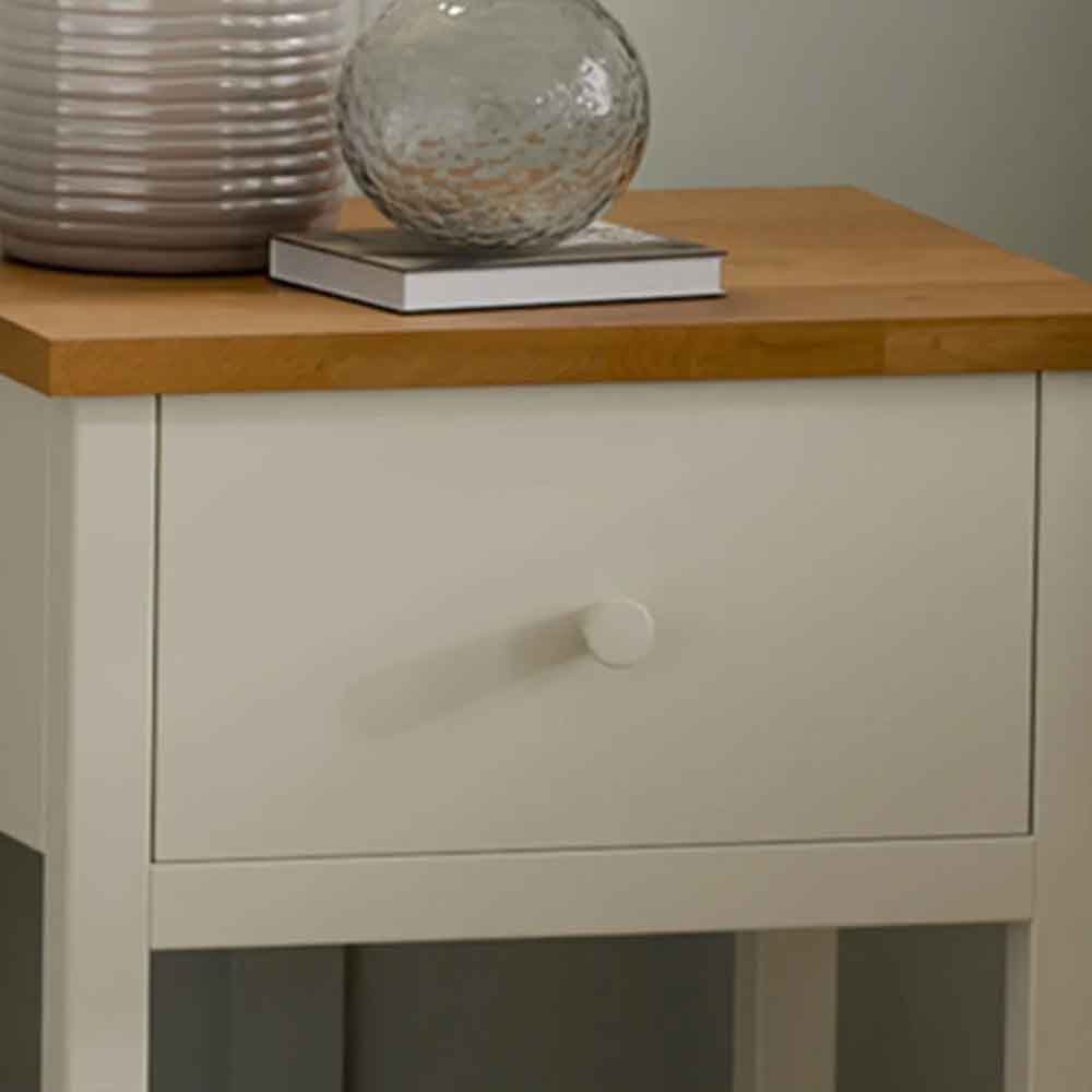 Calliope Wooden Bedside Cabinet with 1 Drawer in Ivory and Oak