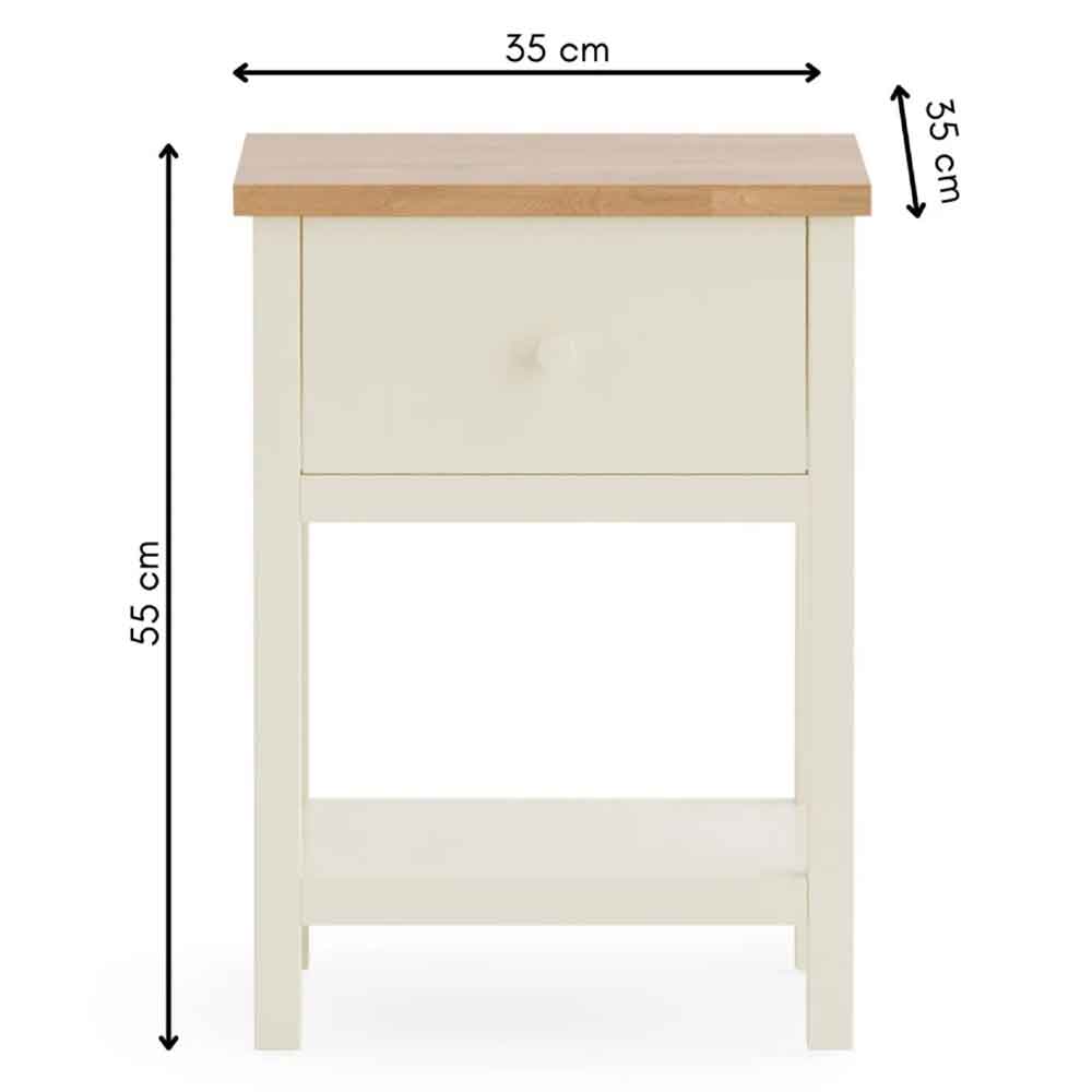 Calliope Wooden Bedside Cabinet with 1 Drawer in Ivory and Oak