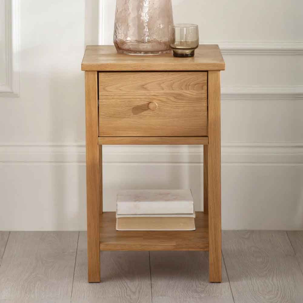 Calliope Wooden Bedside Cabinet with 1 Drawer in Oak
