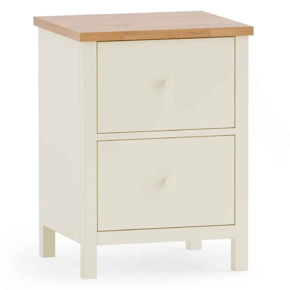 Calliope Wooden Bedside Cabinet with 2 Drawers in Ivory and Oak