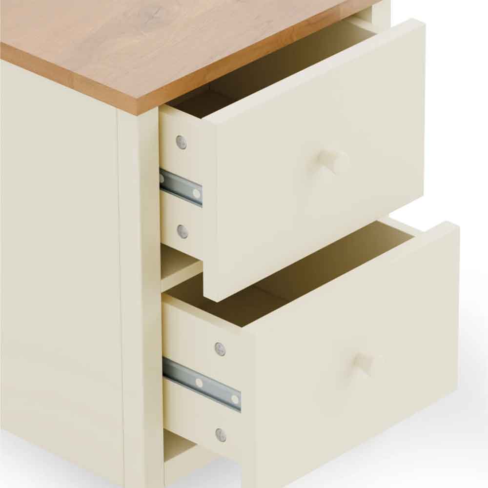 Calliope Wooden Bedside Cabinet with 2 Drawers in Ivory and Oak
