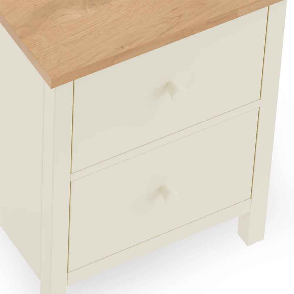 Calliope Wooden Bedside Cabinet with 2 Drawers in Ivory and Oak