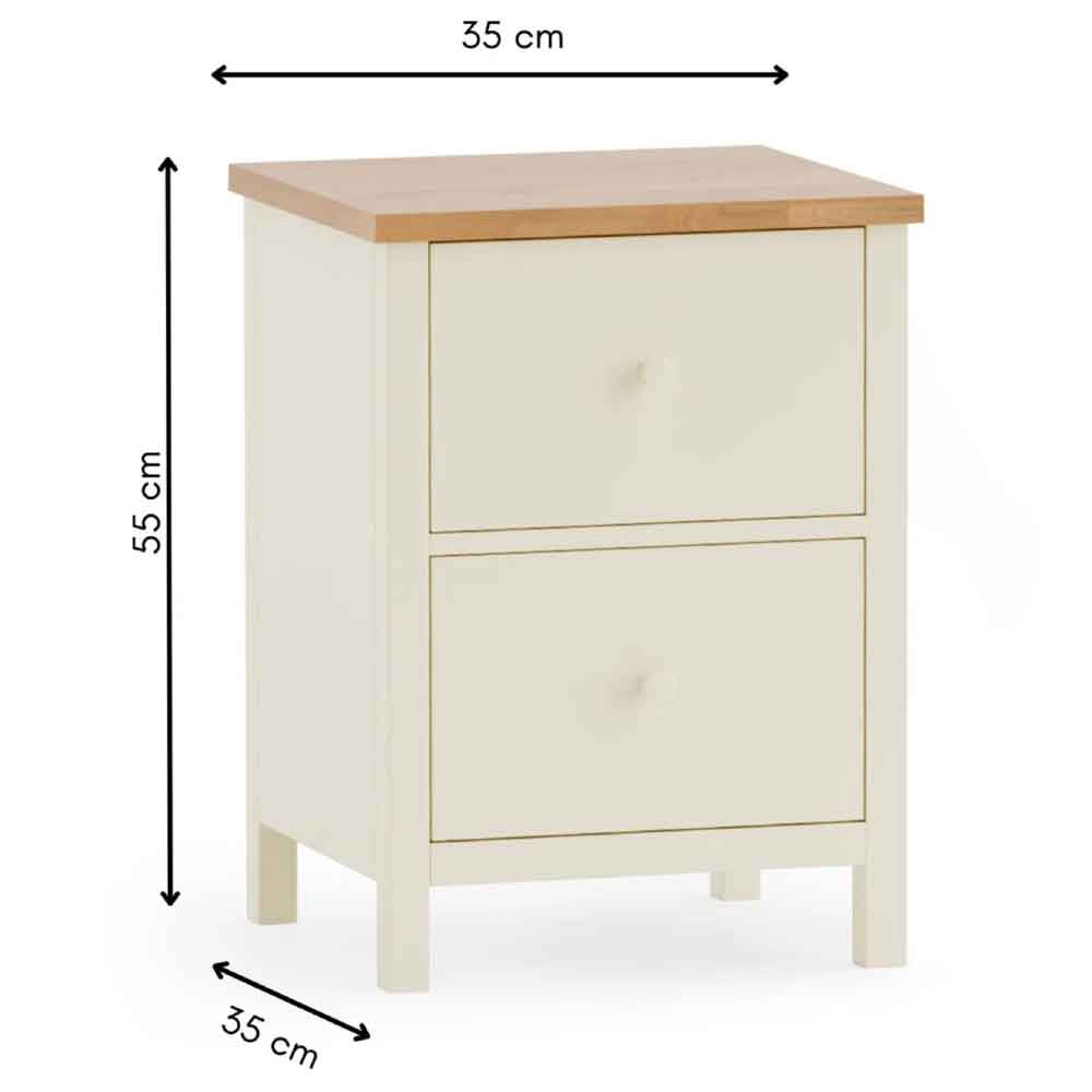 Calliope Wooden Bedside Cabinet with 2 Drawers in Ivory and Oak