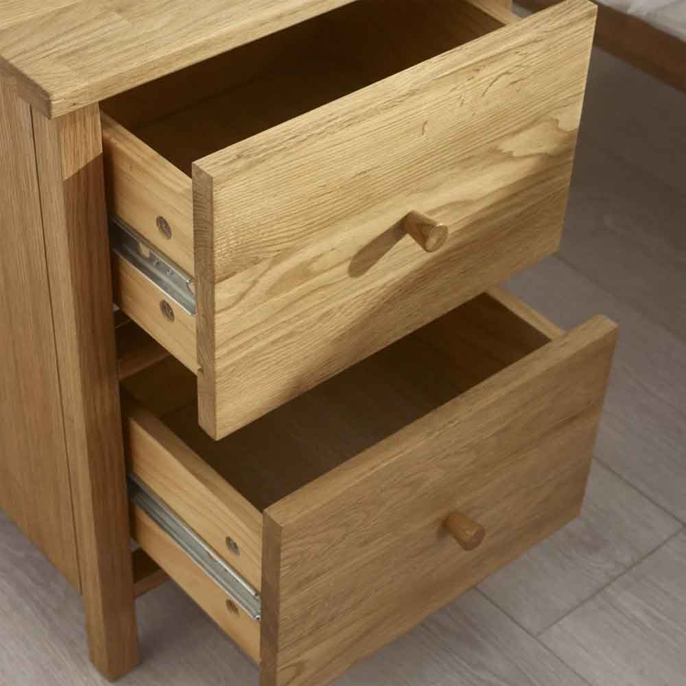 Calliope Wooden Bedside Cabinet with 2 Drawers in Oak