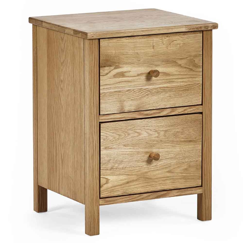 Calliope Wooden Bedside Cabinet with 2 Drawers in Oak