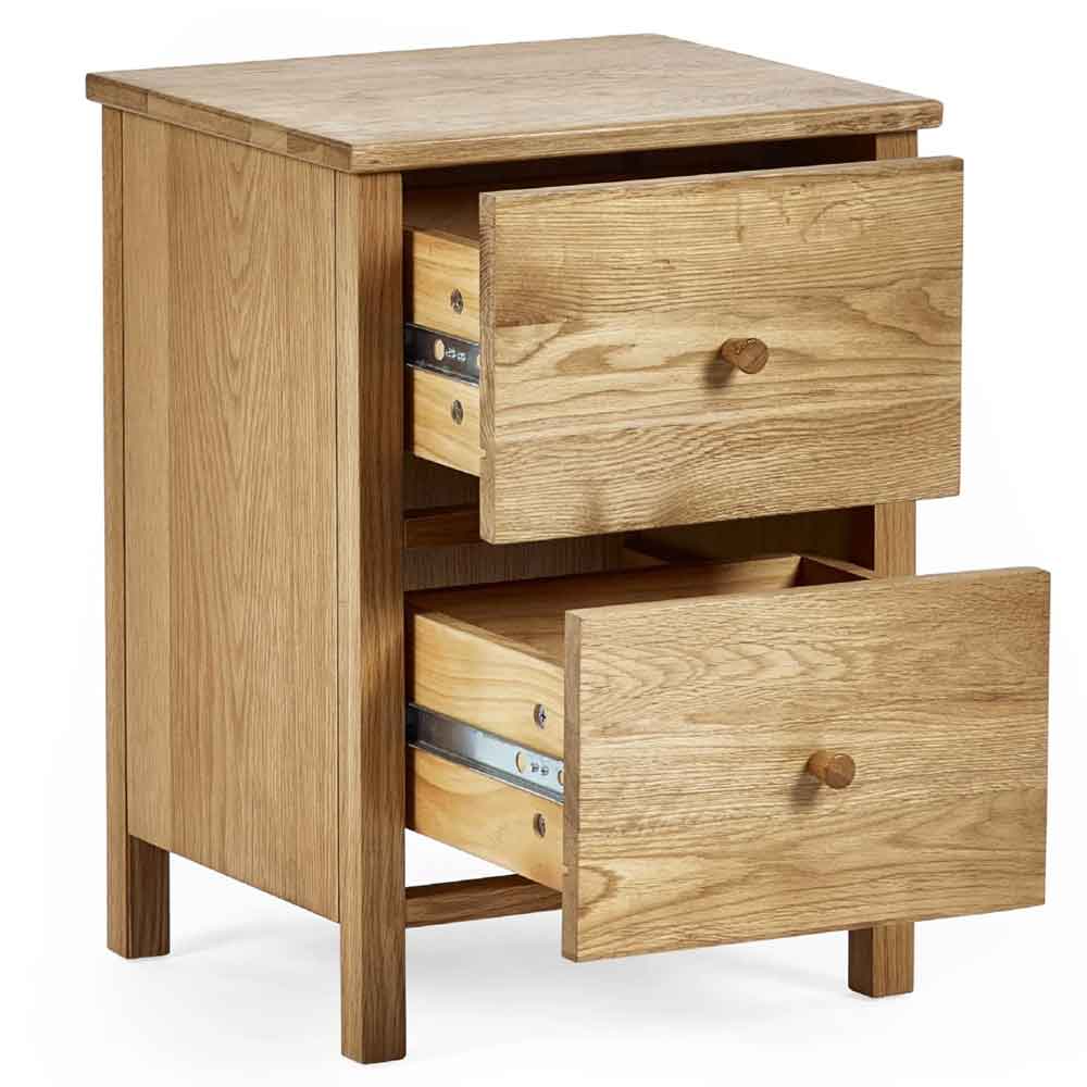 Calliope Wooden Bedside Cabinet with 2 Drawers in Oak