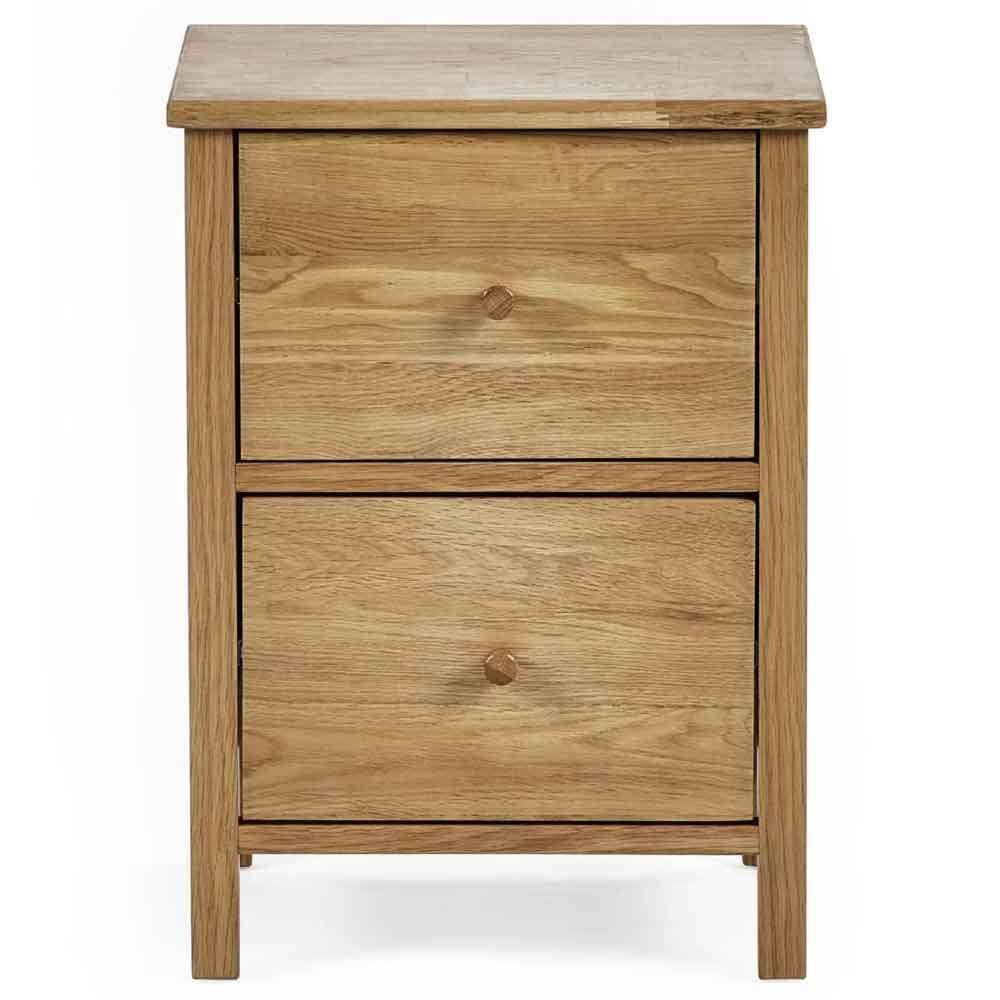 Calliope Wooden Bedside Cabinet with 2 Drawers in Oak