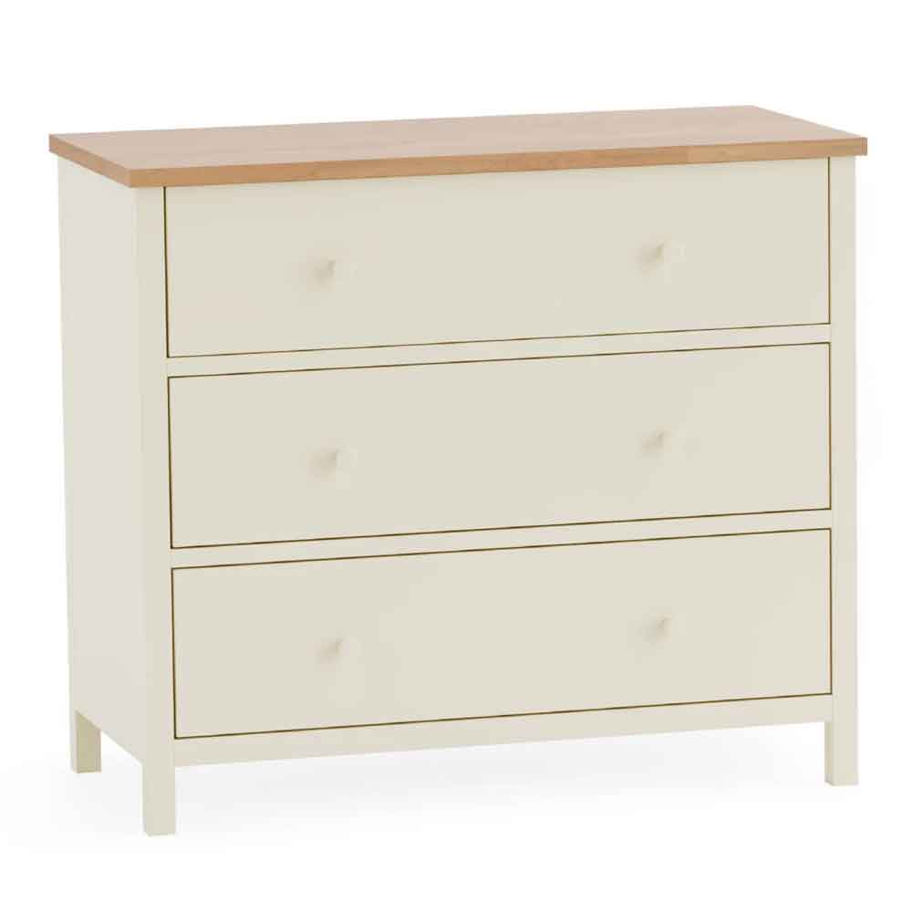 Calliope Wooden Chest of 3 Drawers in Ivory and Oak
