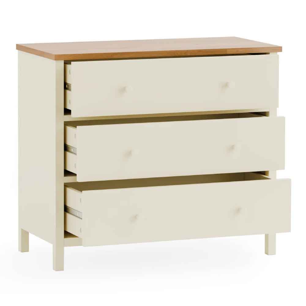 Calliope Wooden Chest of 3 Drawers in Ivory and Oak