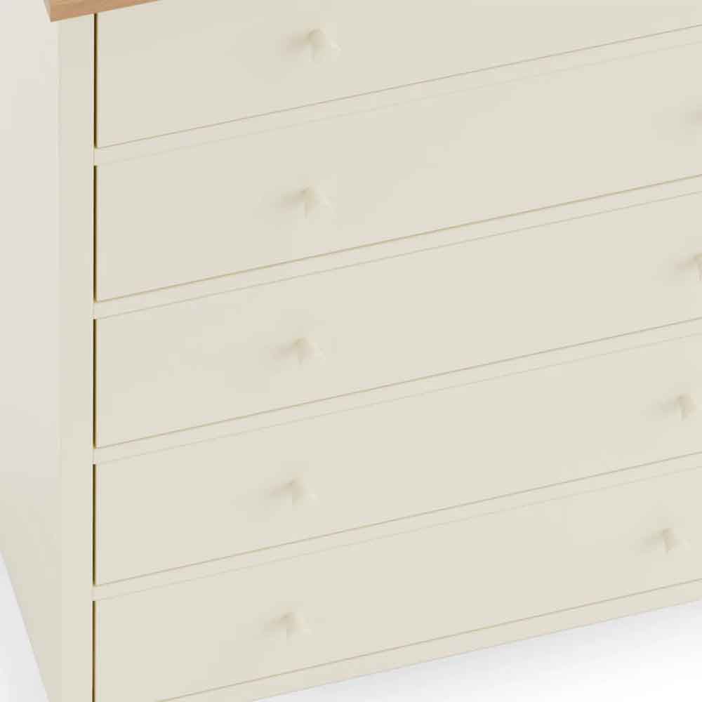 Calliope Wooden Chest of 5 Drawers in Ivory and Oak