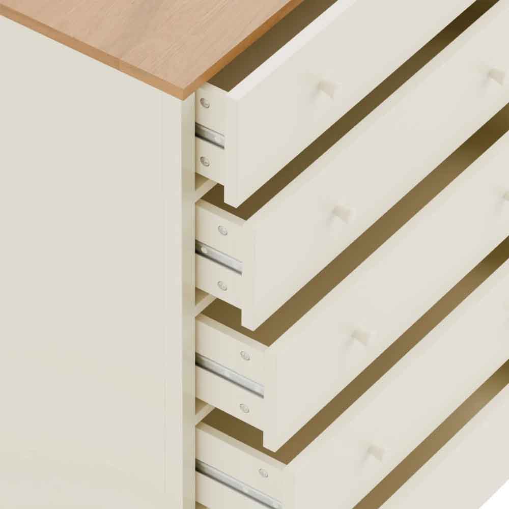 Calliope Wooden Chest of 5 Drawers in Ivory and Oak