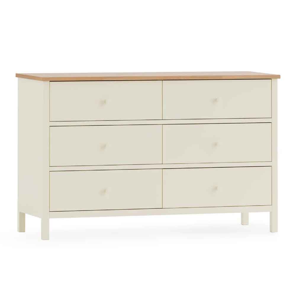 Calliope Wooden Chest of 6 Drawers in Ivory and Oak