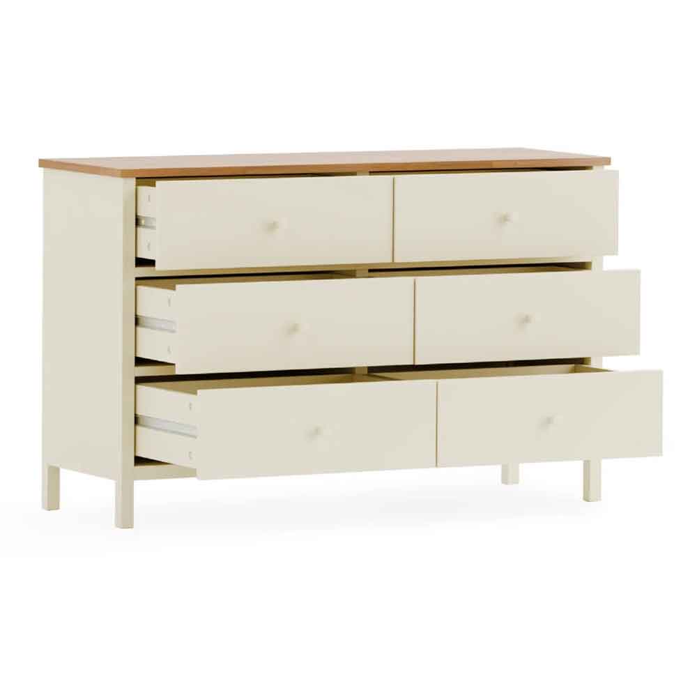Calliope Wooden Chest of 6 Drawers in Ivory and Oak