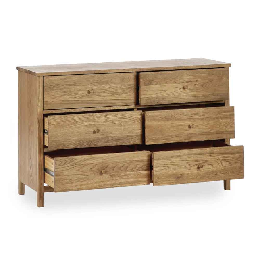 Calliope Wooden Chest of 6 Drawers in Oak