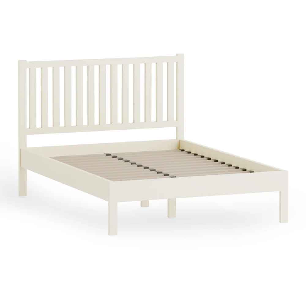 Calliope Wooden Double Bed in Ivory and Oak
