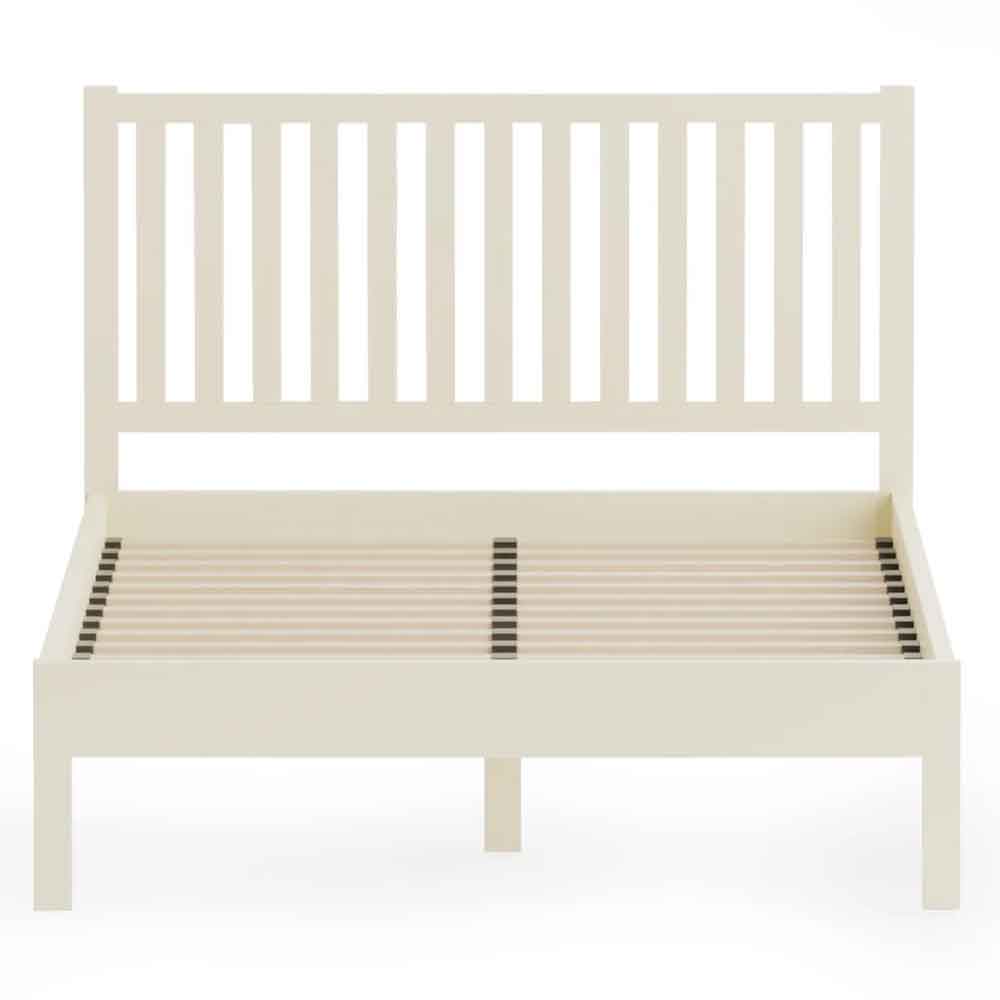 Calliope Wooden Double Bed in Ivory and Oak