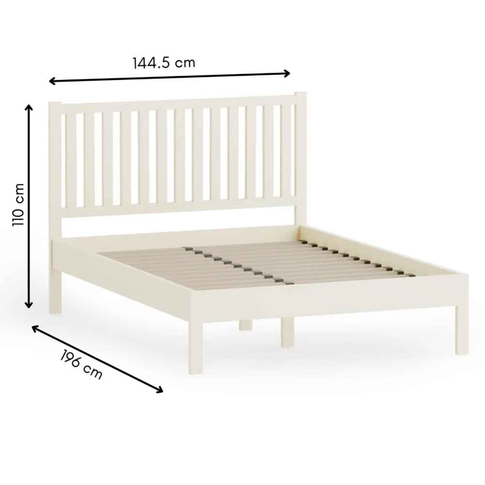 Calliope Wooden Double Bed in Ivory and Oak