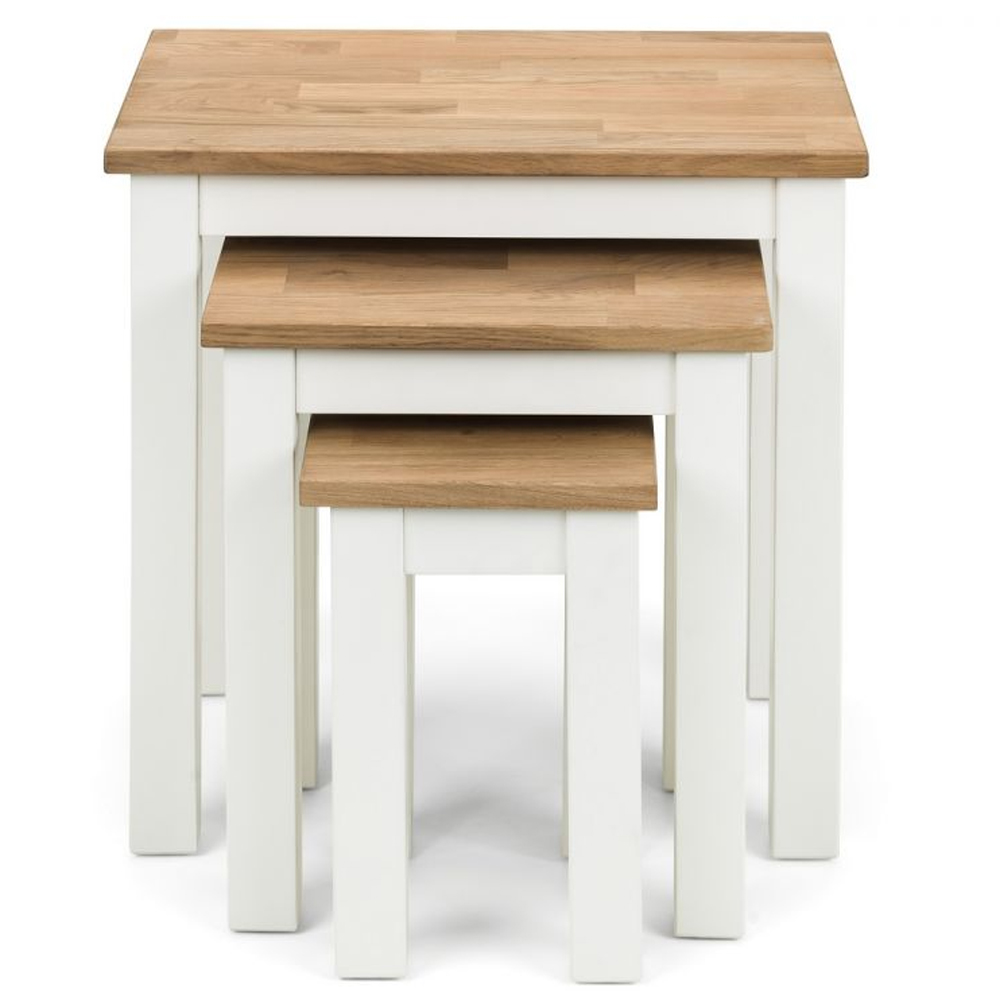 Calliope Wooden Nest Of 3 Tables In Ivory and Oak