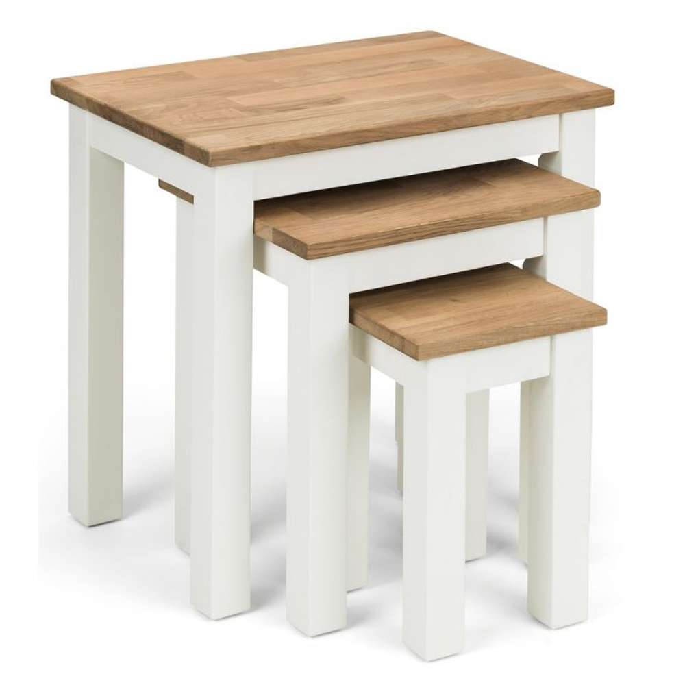 Calliope Wooden Nest Of 3 Tables In Ivory and Oak