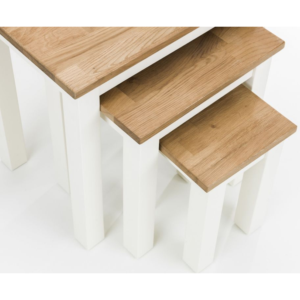 Calliope Wooden Nest Of 3 Tables In Ivory and Oak