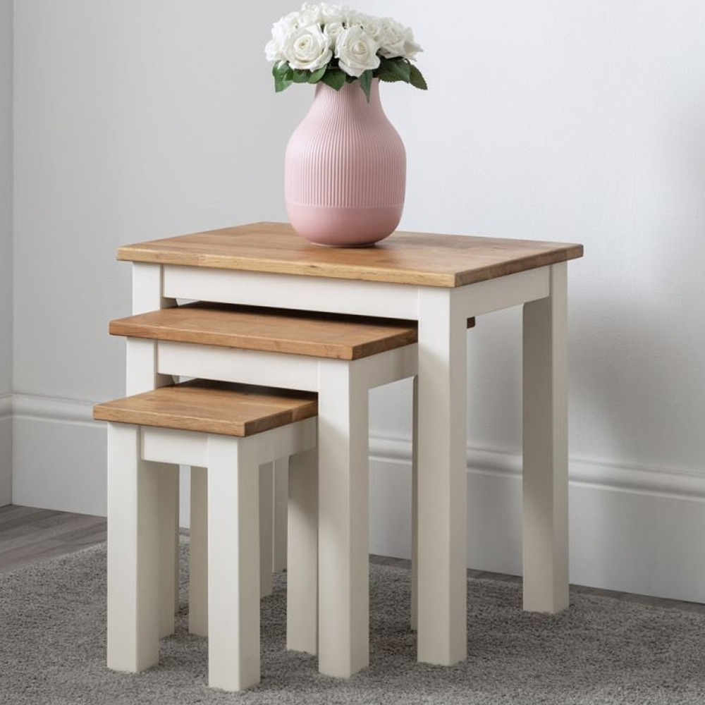 Read more about Calliope wooden nest of 3 tables in ivory and oak