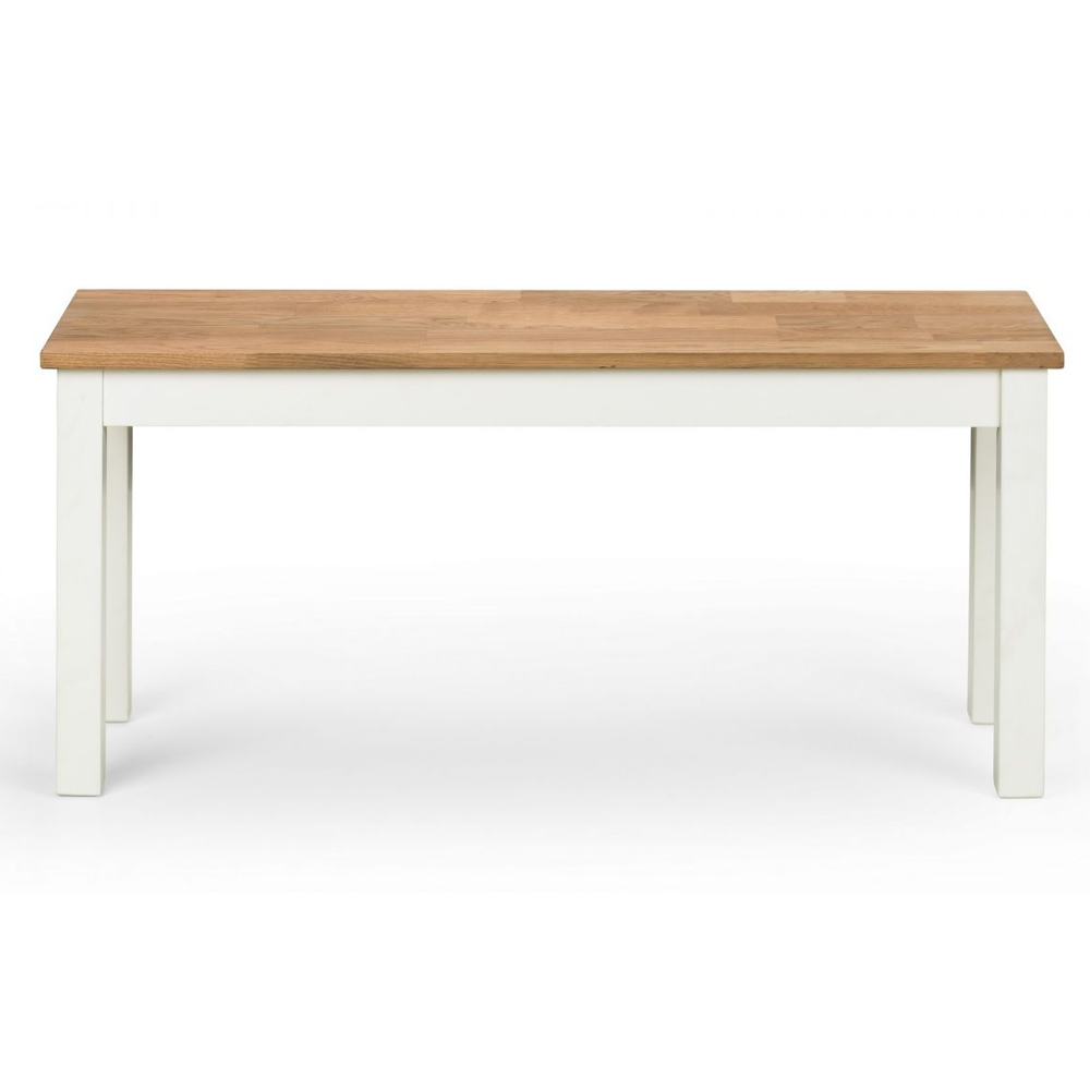 Calliope Wooden Dining Bench In Ivory And Oak