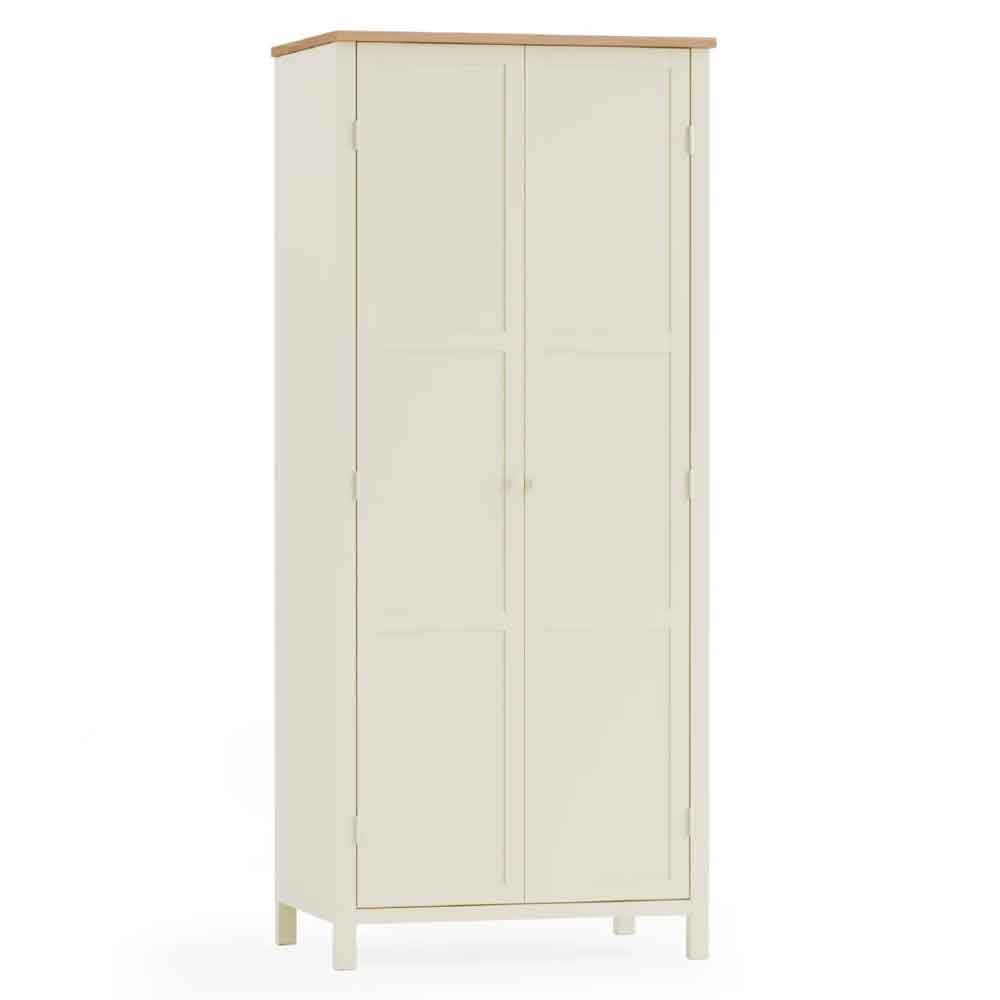Calliope Wooden Wardrobe with 2 Doors in Ivory and Oak