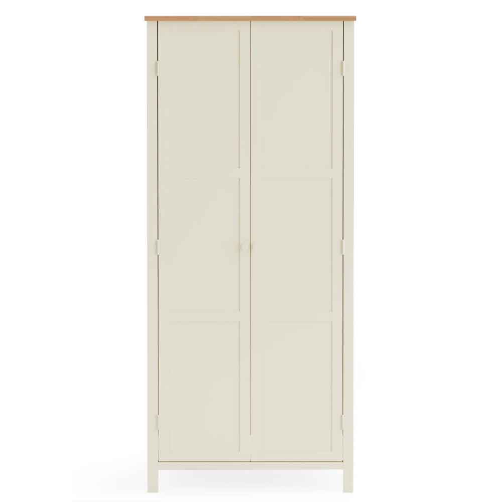 Calliope Wooden Wardrobe with 2 Doors in Ivory and Oak