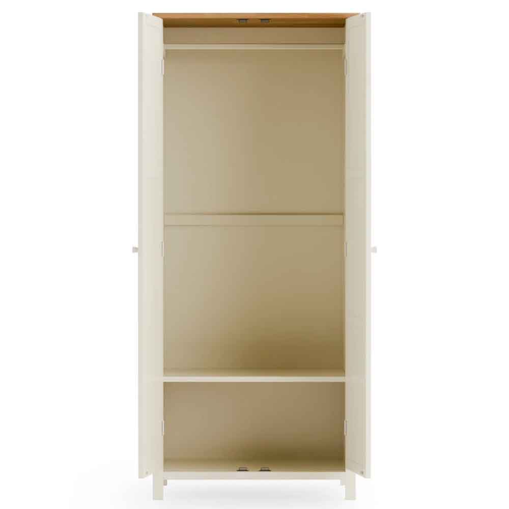 Calliope Wooden Wardrobe with 2 Doors in Ivory and Oak
